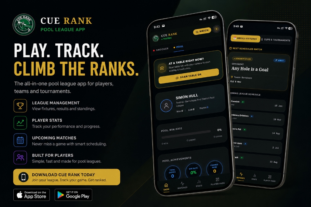 CueRank Player App on iPhone